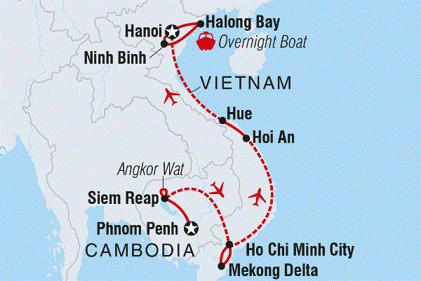 Map: Classic Cambodia & Vietnam (Intrepid)