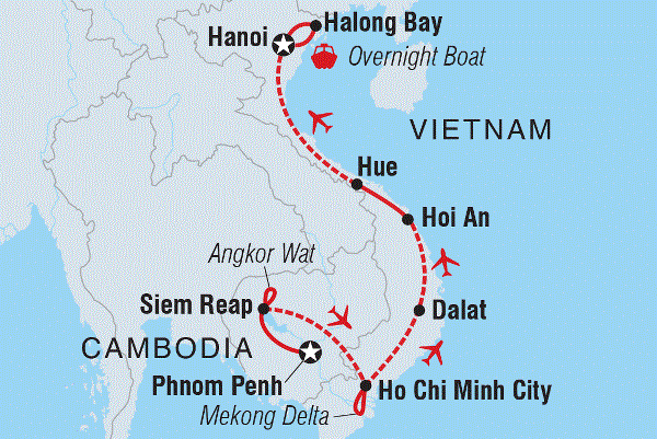 Map: Premium Cambodia & Vietnam in Depth (Intrepid)