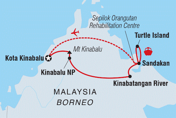 Map: Borneo Family Holiday (Intrepid)