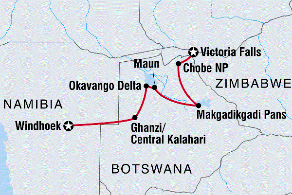 Map: Botswana Adventure (Intrepid)
