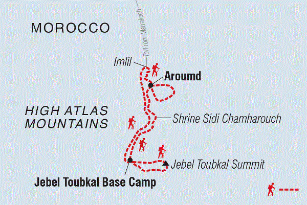 Map: Mount Toubkal Trek (Intrepid)