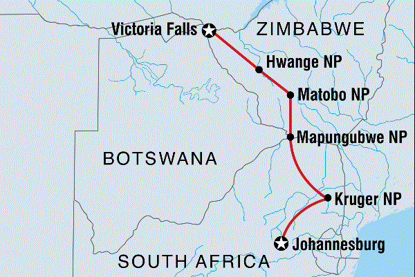 Map: Essential African Safari (Intrepid)