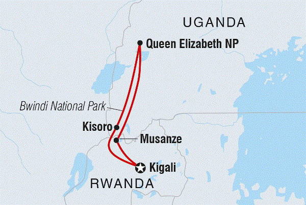 Map: Remarkable Rwanda & Gorillas of Uganda (Intrepid)