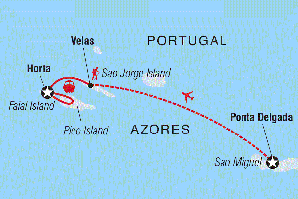 Map: Highlights of the Azores (Intrepid)