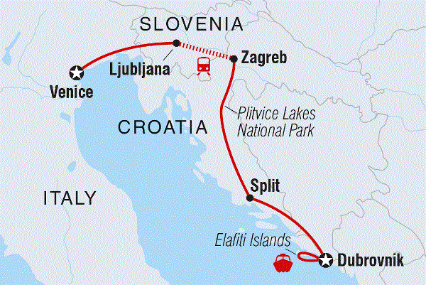 Map: Dubrovnik to Venice (Intrepid)