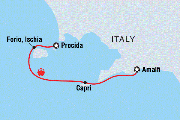 Map: Sail Italy: Amalfi to Procida (Intrepid)