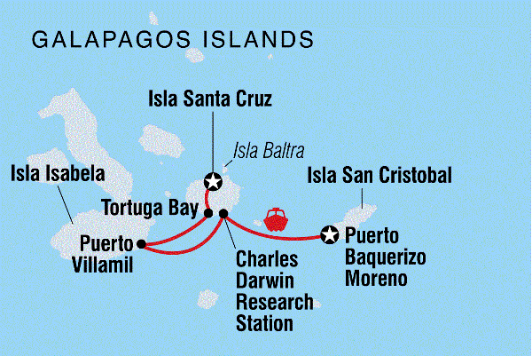Map: One Week in the Galapagos Islands (Intrepid)
