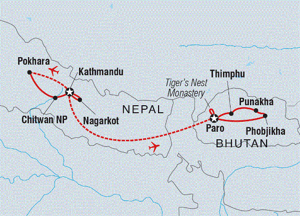 Map: Premium Nepal & Bhutan (Intrepid)