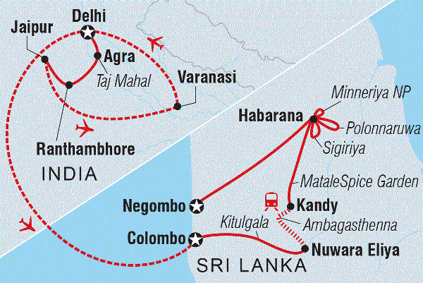 Map: Premium India and Sri Lanka (Intrepid)