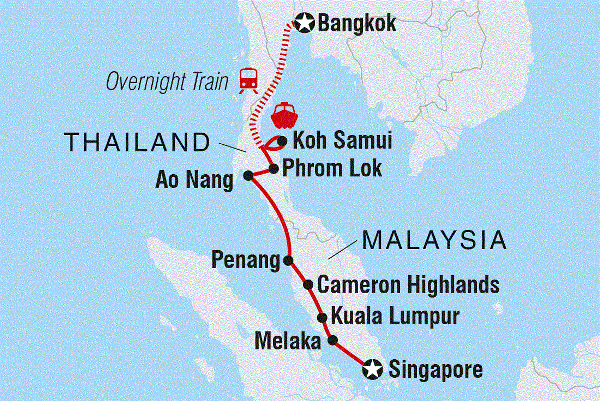 Map: Real Bangkok to Singapore (Intrepid)