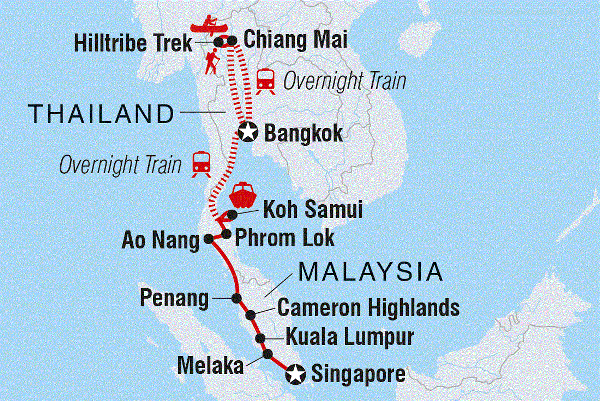 Map: Epic Bangkok to Singapore (Intrepid)