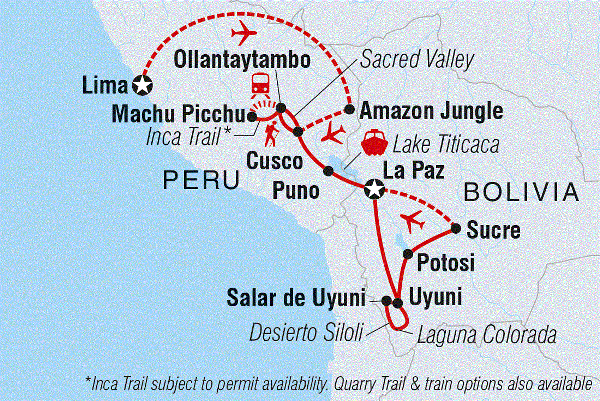 Map: Explore Peru & Bolivia (Intrepid)