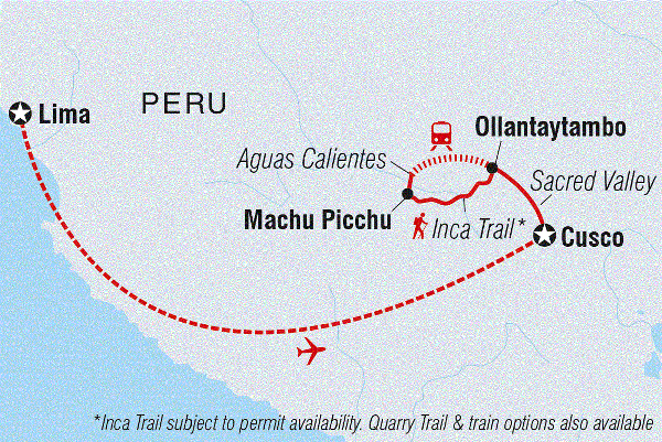 Map: Inca Trail Express from Lima (Intrepid)