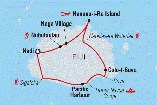 Map: Fiji: Hike, Raft & Snorkel (Intrepid)