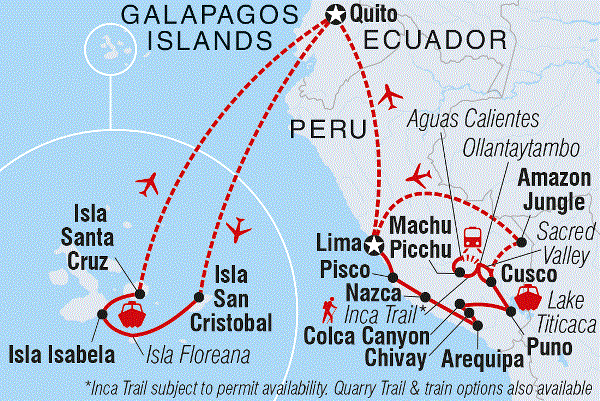 Map: Peru & Galapagos Explorer (Intrepid)