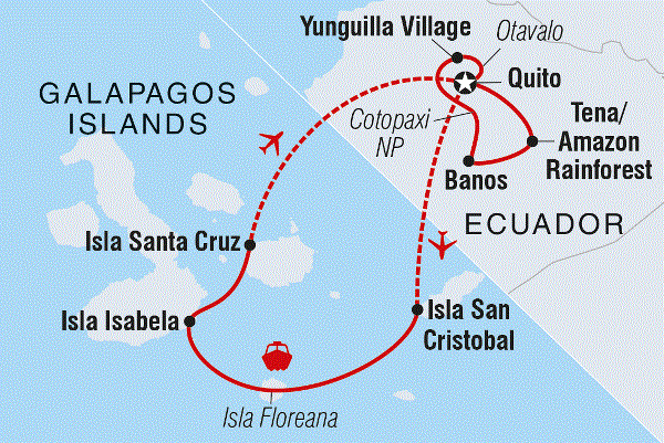 Map: Ecuador Highlands & Galapagos (Intrepid)