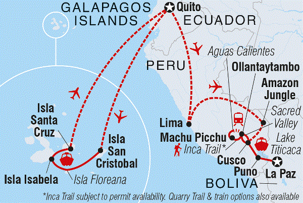 Map: Galapagos & Peru Adventure (Intrepid)