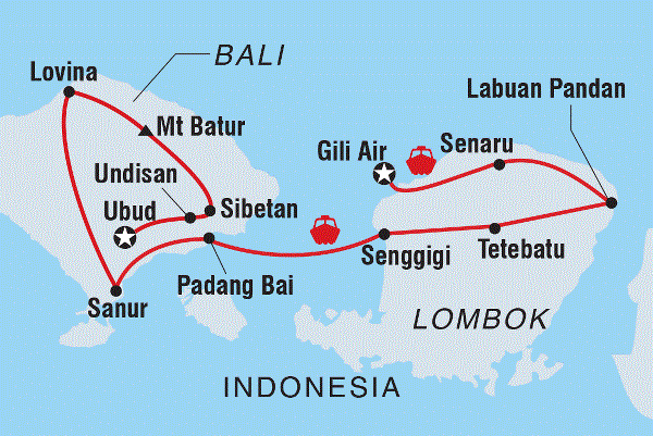 Map: Bali & Lombok Adventure (Intrepid)