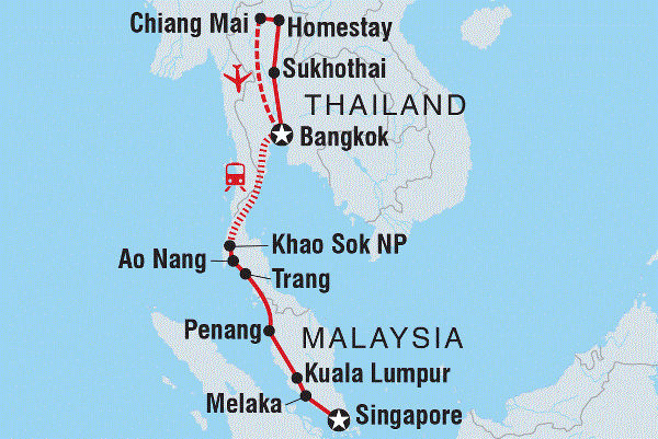 Map: Best of Thailand & Malaysia (Intrepid)