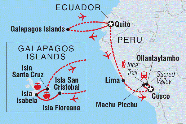 Map: Galapagos & Inca Trail Adventure (Intrepid)
