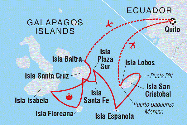 Map: Classic Galapagos: Southern Islands (Grand Queen Beatriz) (Intrepid)
