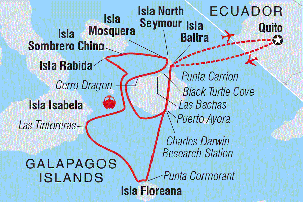 Map: Classic Galapagos: Central Southern Islands (Grand Queen Beatriz) (Intrepid)