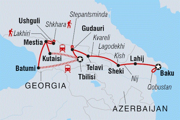 Map: Azerbaijan & Georgia Experience (Intrepid)
