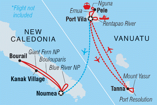 Map: Vanuatu & New Caledonia Adventure (Intrepid)