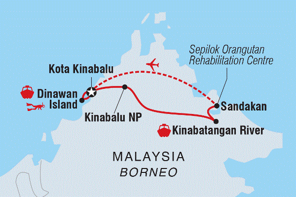 Map: Borneo Family Holiday Comfort (Intrepid)