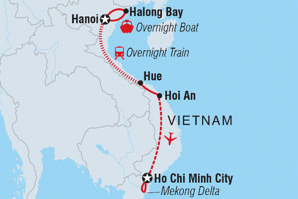 Map: Vietnam Express Southbound (Intrepid)