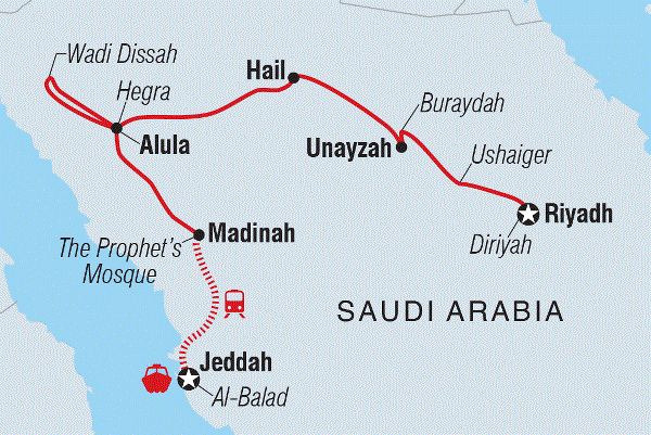 Map: Saudi Arabia: Women's Expedition (Intrepid)