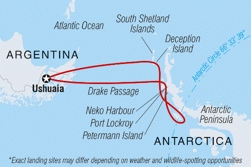 Map: Journey to the Antarctic Circle (Intrepid)