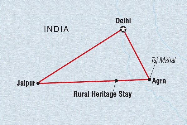 Map: India's Golden Triangle (Intrepid)