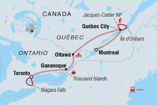 Map: Eastern Canada by Rail (Intrepid)