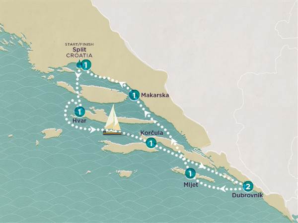 Map: Sail & Swim: Croatia (Topdeck)