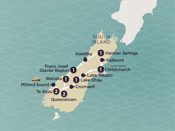 Map: Delve Deep: New Zealand South Island (Topdeck)