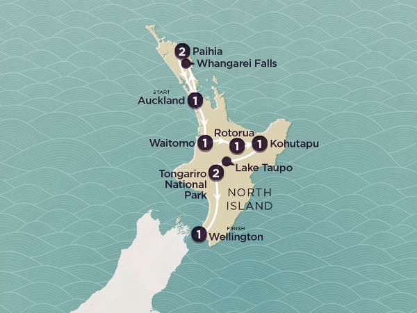 Map: Delve Deep: New Zealand North Island (Topdeck)