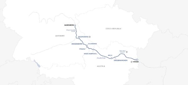 Map: Authentic Danube  (2024) - Vienna to Nuremberg (Uniworld)