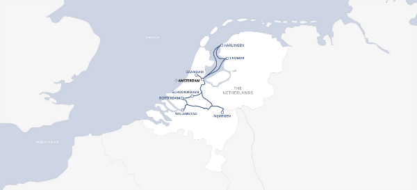 Map: Dutch Delight (2024) - Amsterdam to Amsterdam (Uniworld)