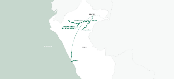 Map: Peruvian Rivers & Rainforest Discovery (2025) - Lima to Lima (Uniworld)