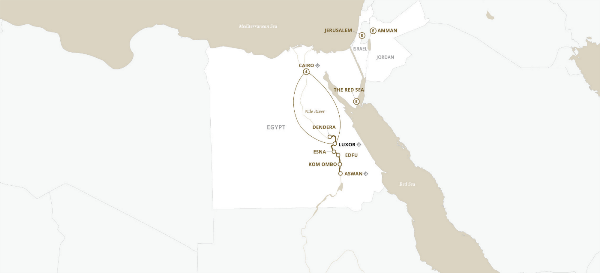 Map: Splendors of Egypt & the Nile (2024) - Cairo to Cairo (Uniworld)