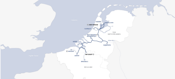 Map: Tulips & Windmills (2024) - Amsterdam to Antwerp (Uniworld)