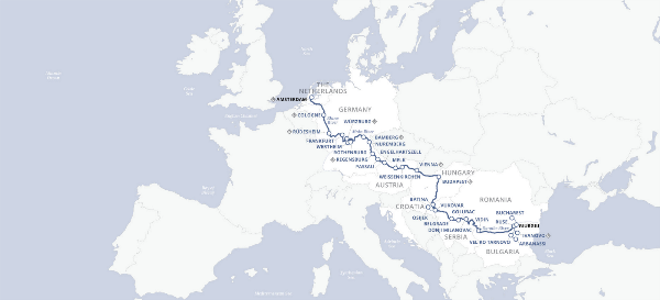 Map: Ultimate European Journey (2024) - Bucharest to Amsterdam (Uniworld)