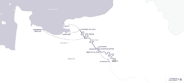 Map: Paris & Normandy (2024) - Paris to Paris (Uniworld)