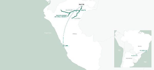 Map: Peruvian Rivers & Rainforest Discovery (2024) - Lima to Lima (Uniworld)