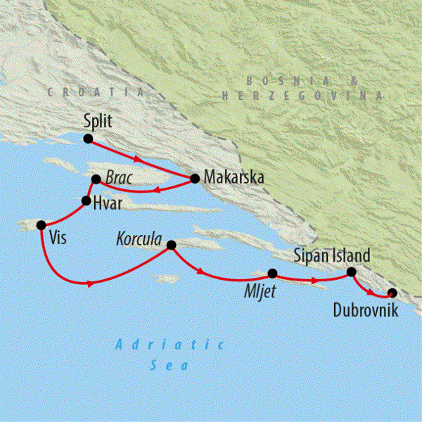 Map: Adriatic Explorer from Split Premium (On The Go Tours)