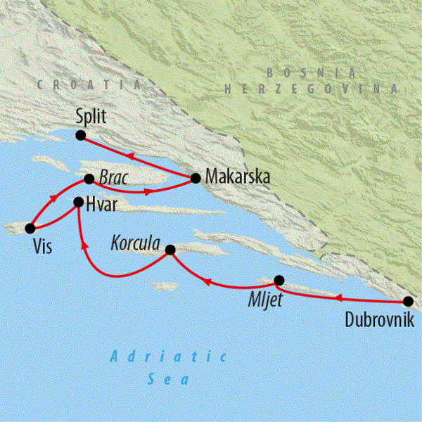 Map: Adriatic Explorer from Dubrovnik Premium (On The Go Tours)