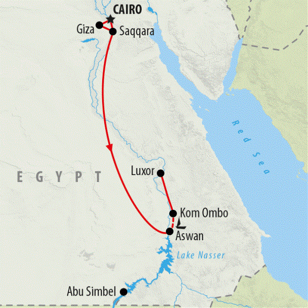 Map: Best of Egypt for Teenagers (On The Go Tours)