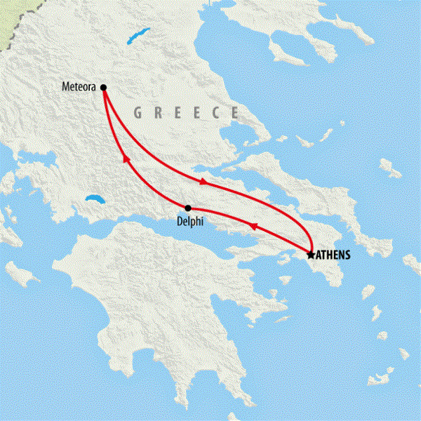 Map: Jewels of Greece Express (On The Go Tours)