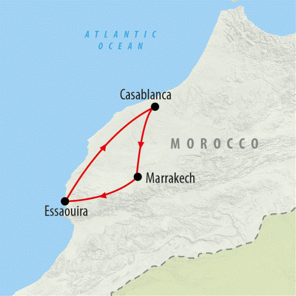 Map: Casablanca & Coast (On The Go Tours)